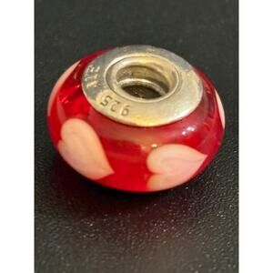 Pandora Red Murano Glass Heart Bead ALE 925 Sterling Silver